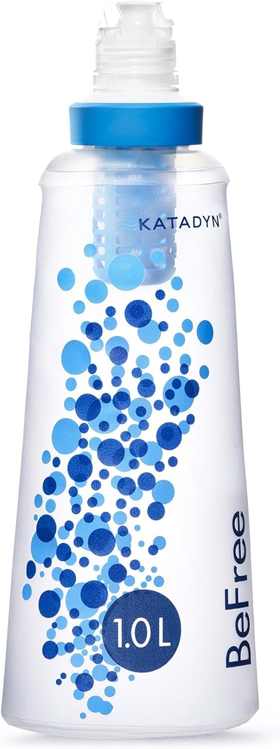 BeFree 1.0L Ultralight Collapsible Water Filter Bottle for Hiking, Camping, Backpacking