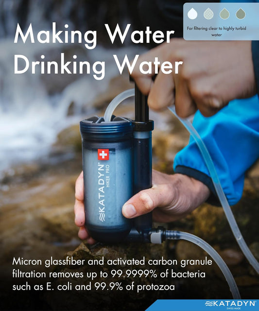 Hiker Pro Hand Pump Water Filter for Backpacking, Camping, Emergency Survival